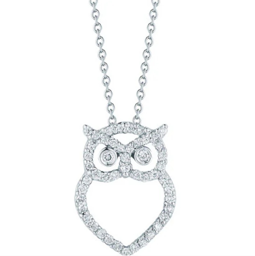 ROBERTO COIN "Tiny Treasures" Diamond Owl Pendant Necklace